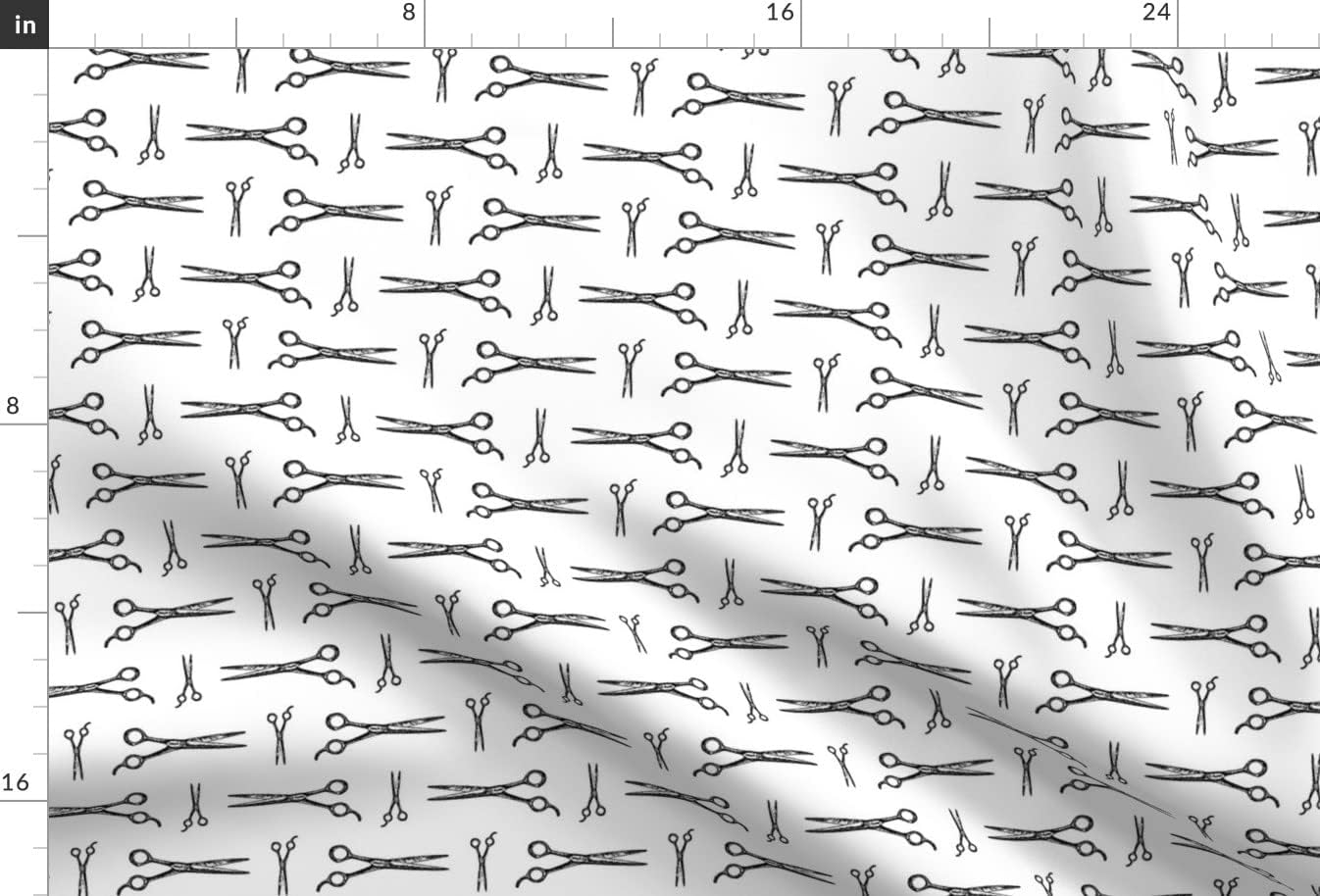 Spoonflower Fabric - Hair Salon Scissors Black White Retro Feminine Printed on Minky Fabric by The Yard - Sewing Baby Blankets Quilt Backing Plush