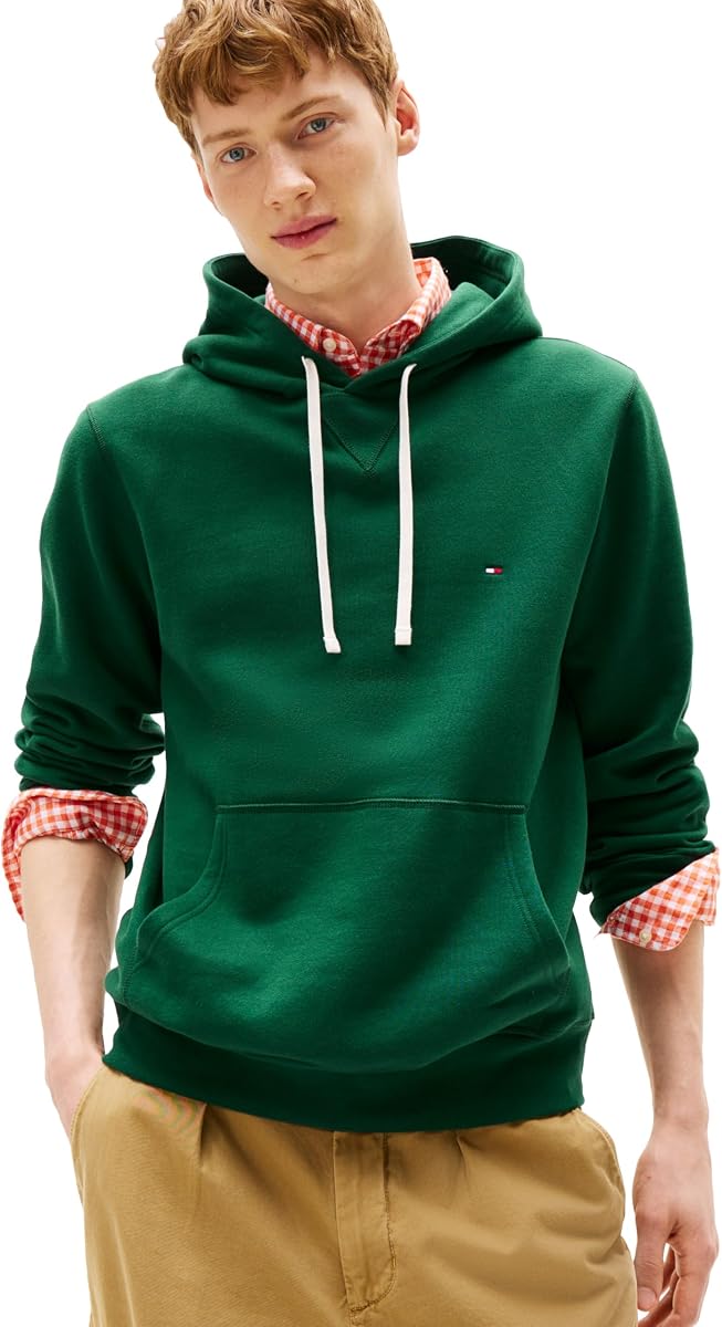Sudadera para hombre en felpa lisa de peso medio con capucha, también disponible en grande y alto