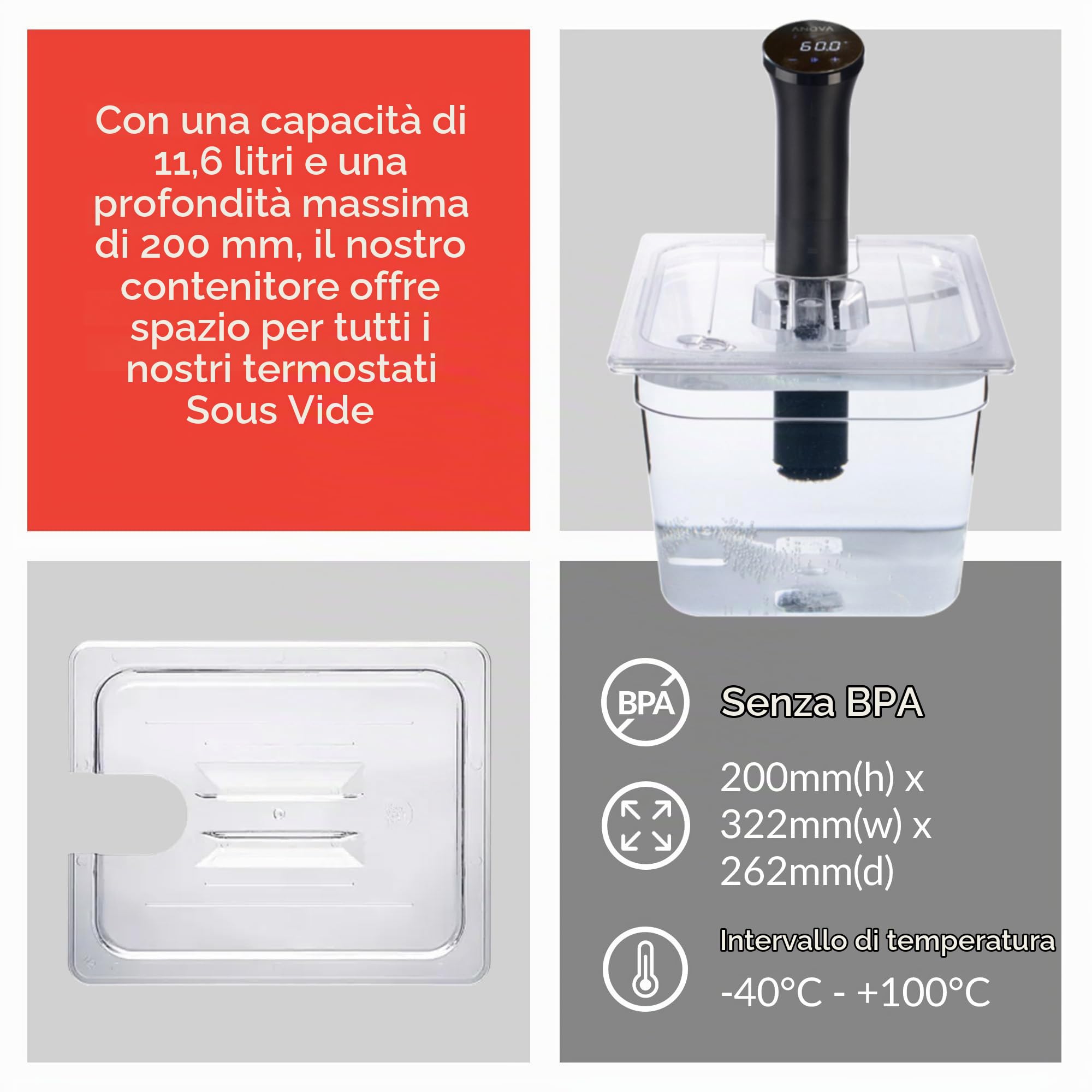 Sous Vide Tools Contenitore in Policarbonato Trasparente da 11.6 Litri — immagine 6 di 11