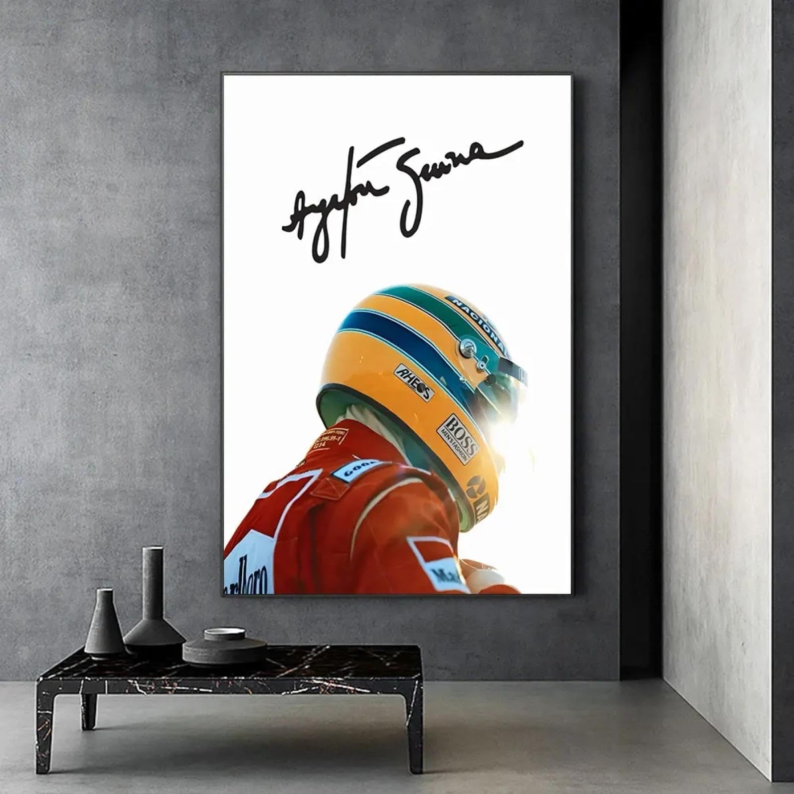 BMGKYAGL Póster de leyenda, lienzo, arte de pared, decoración del hogar, icono brasileño de las carreras, tres carteles para decoración de paredes, marco de 60 x 80 cm