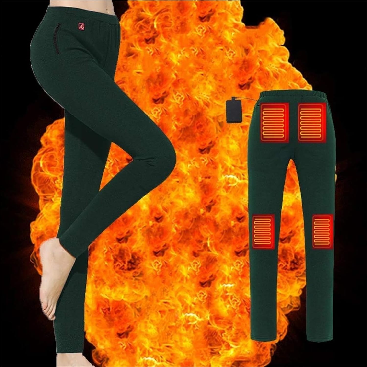 Insulated Heating Thermal Underwear with 3 Heating Modes, USB Charged, Washable Thermal Wintergear