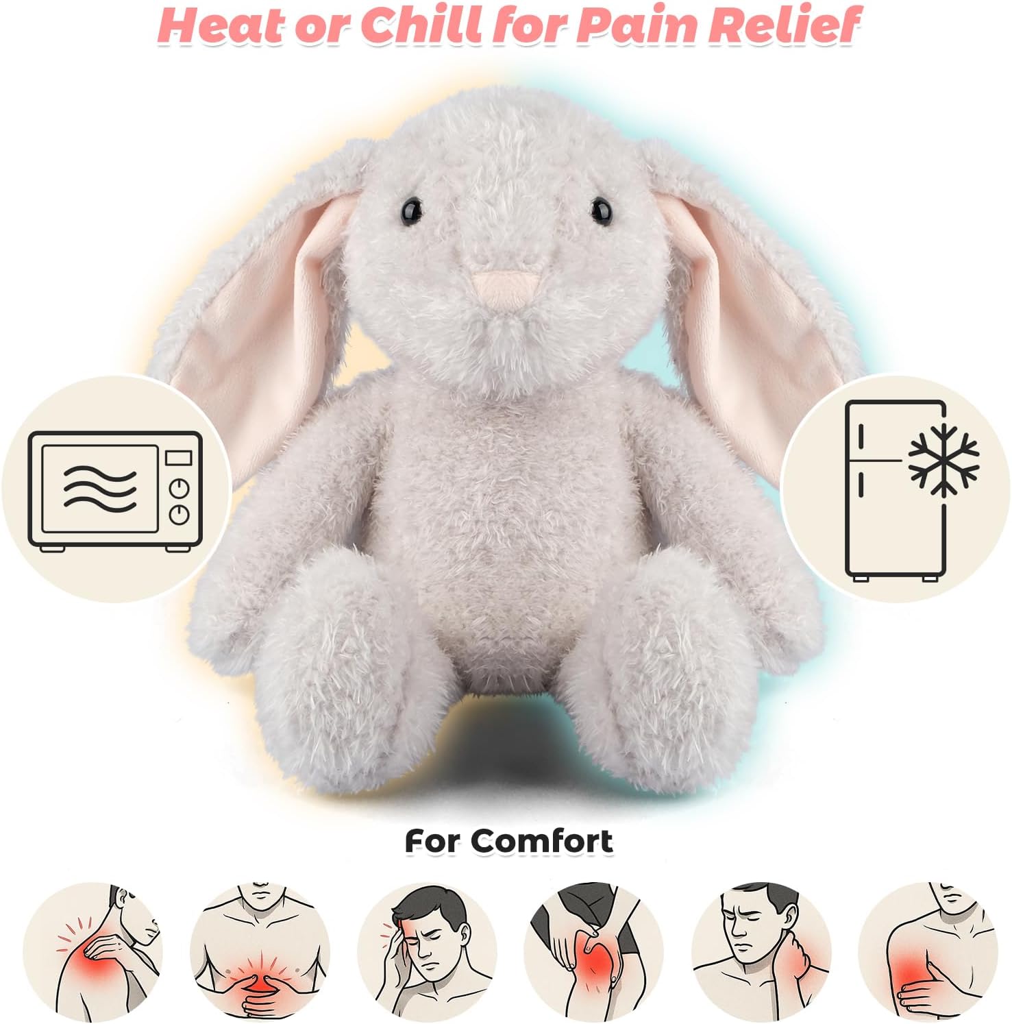 Microwavable & Coolable Rabbit Stuffed Animal – Heating Pad for Period Cramps Relief Muscle Pain & Anxiety Cute Rabbit Plush Toy for Comfort & Warmth Gifts for Adults & Kids, Boys & Girls - Image 5