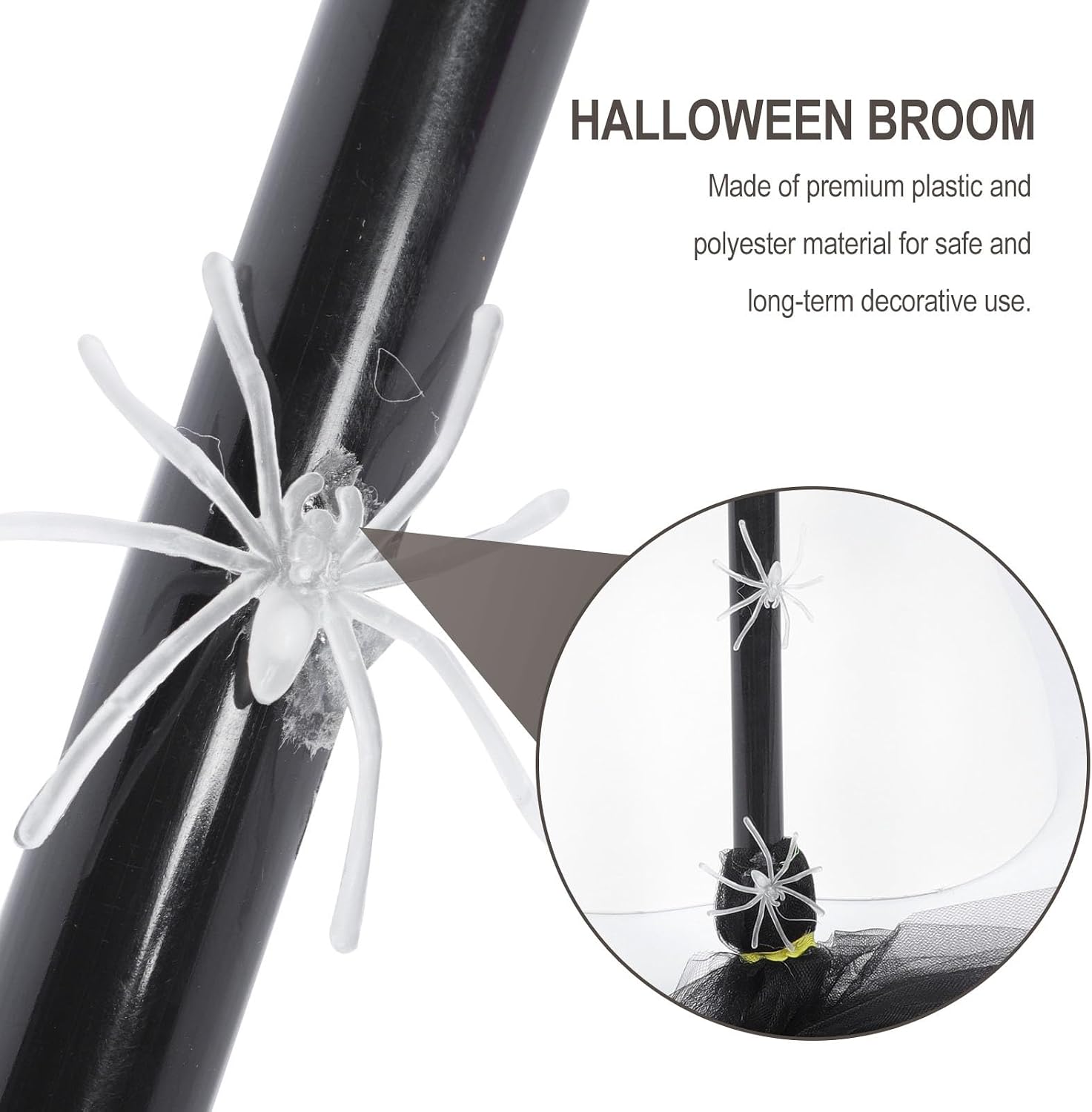 Garneck Halloween Broom Witch Broomstick Decoration Party Broom Ornament for Halloween Cosplay and Home Decor 26. 5 Inch Black Plastic Polyester