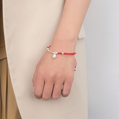 Miniatura 2 de Pulseras de campana para mujer, pulsera de protección para mujeres y hombres de plata de ley 925 con dije de campana, pulseras de cuerda roja,