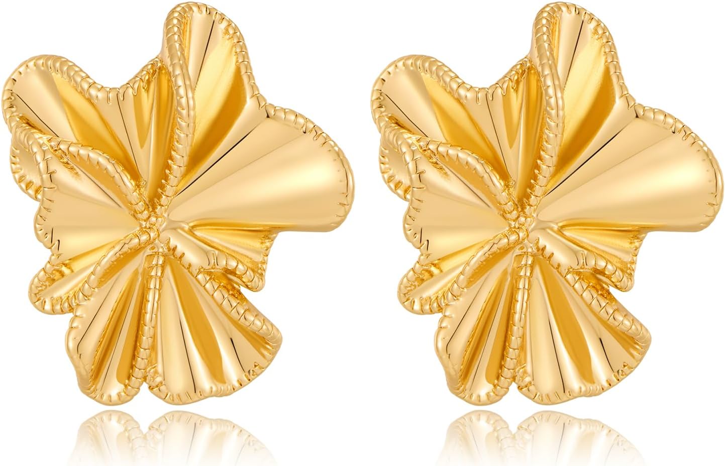 Large Gold Flower Earrings for Women Boho Statement Earrings Chunky Floral Earrings Summer Jewelry