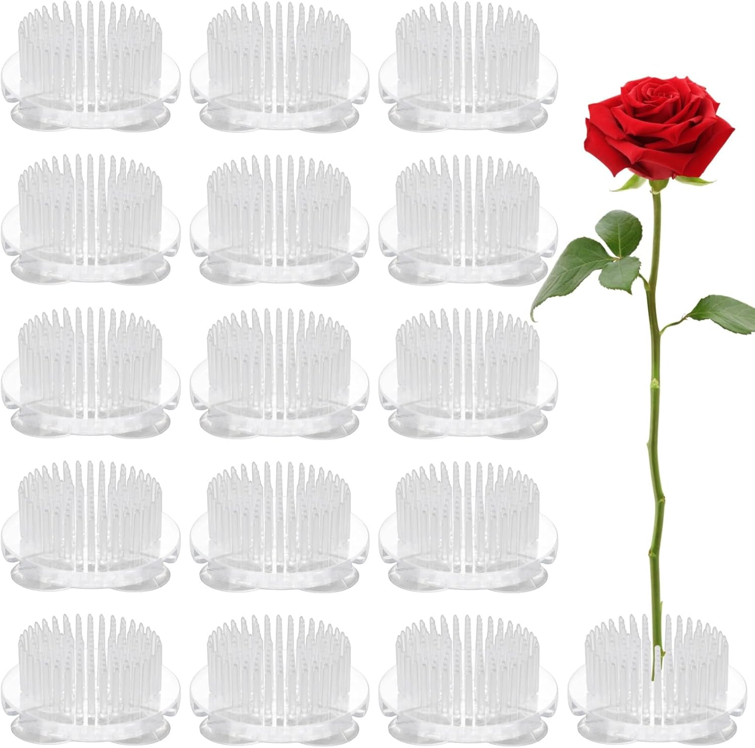 16 Pcs Flower Frog, 1.9 in Clear Round Plastic Flower Holders with Suction Cups, Floral Arranging Tools