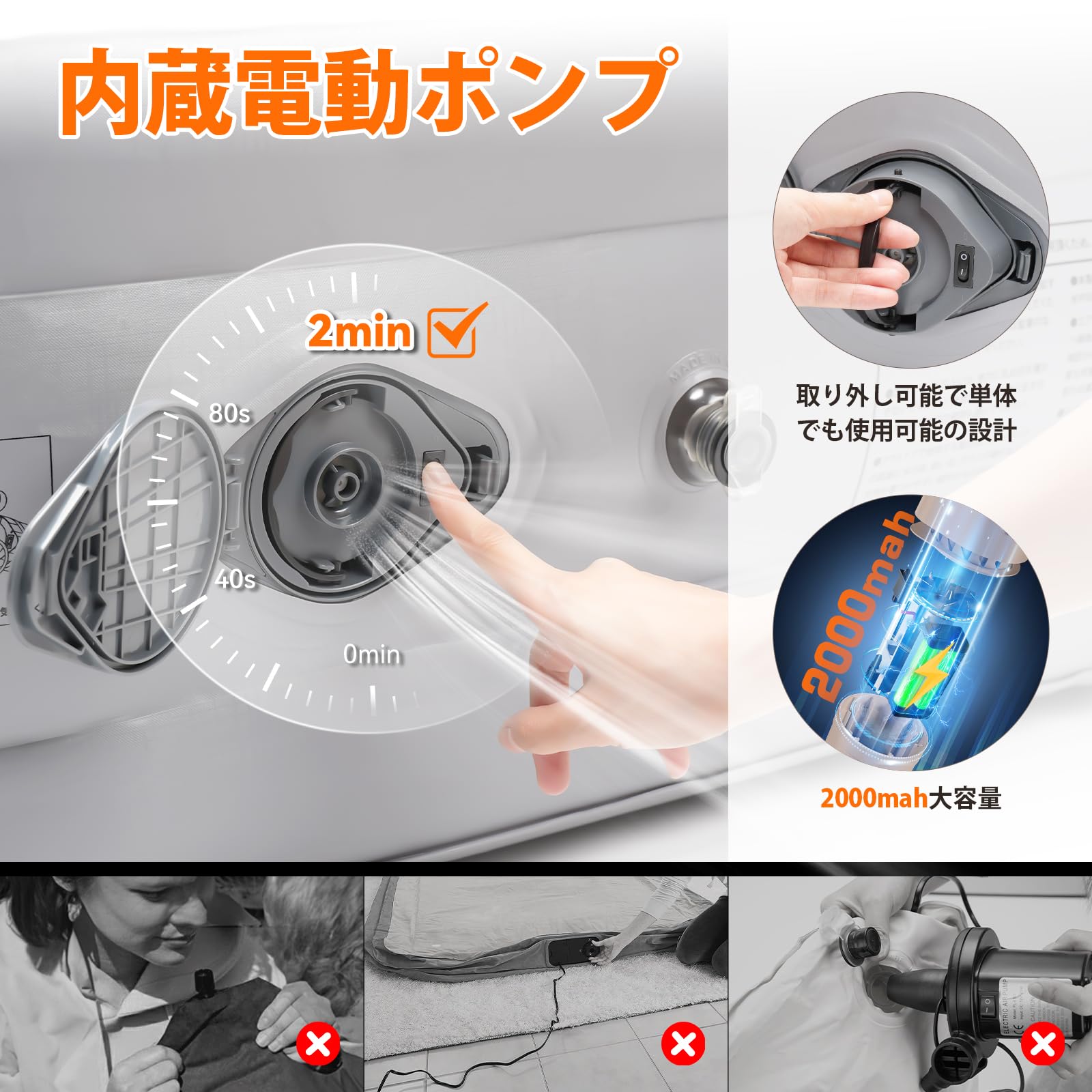 Amazon.co.jp: GOTIDY エアーベッド シングル 電動 エアー ベッド 充電