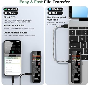 AI Digital Voice Recorder 128GB, Transcribe Summarize AI Note Taker