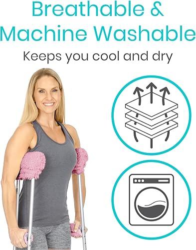 Miniatura 25 de Vive Almohadillas para muletas de piel de oveja y empuñaduras de mano, cómodas, transpirables, lavables a máquina para adultos, fundas de accesorios