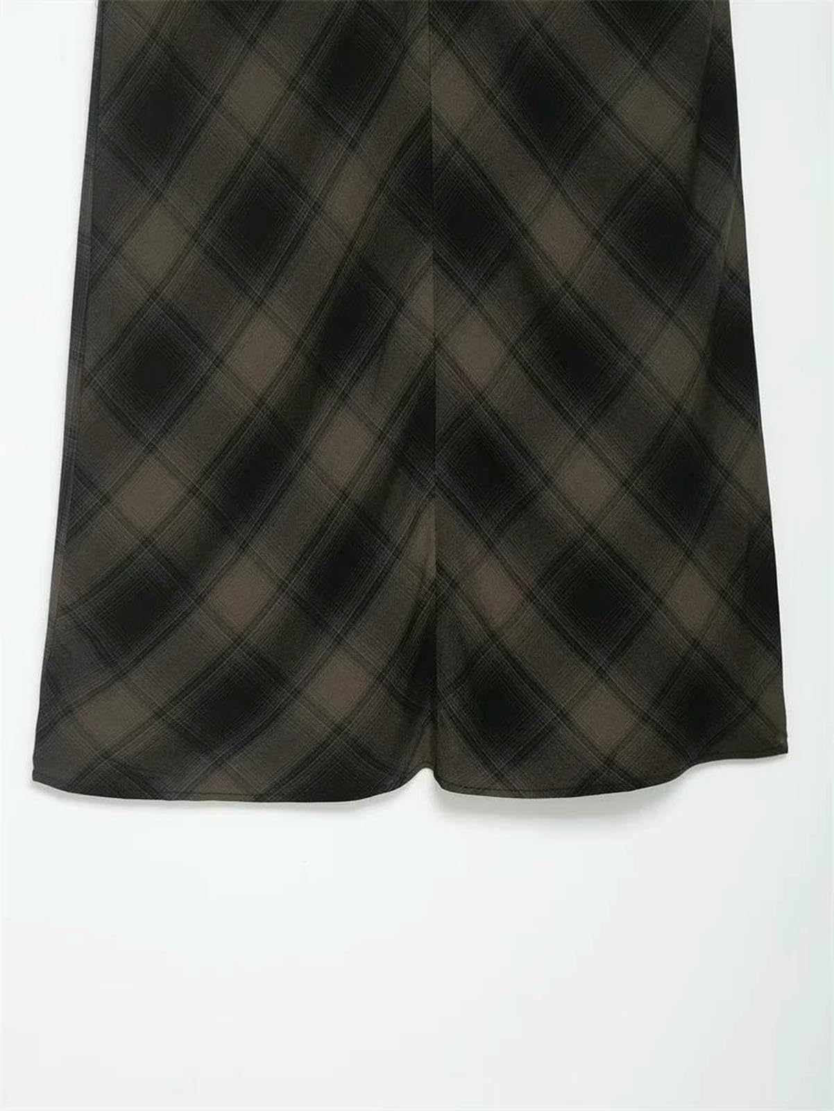 Gonna Lunga Longuette A Pieghe Scozzese Stile Autunnale da Donna, Moda Casual Versatile-Come L'Immagine-m