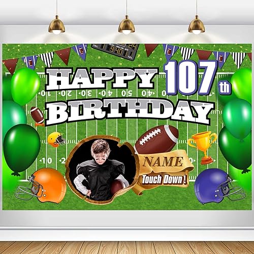 Vista 18 de Cartel personalizado de decoración de cumpleaños número 107 con temática de castillo y princesa, pancarta de tela personalizada para suministros