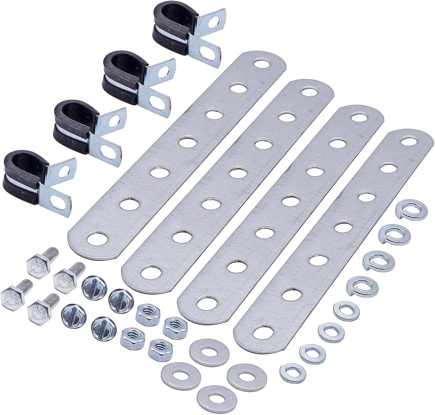 Universal 3/4 Inch Oil Cooler Metal Mounting Bracket Kit for LPD47391 Low Pressure Drop 40k Transmission Oil Cooler - Silver, Compatible with 253 Engine Oil Cooler Mounts