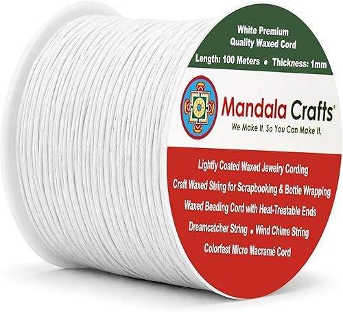 Miniatura 221 de Cuerda Mandala Crafts 0.03 pulgadas 109 yardas para hacer joyería, artesanía, macramé, cuerda de algodón encerado