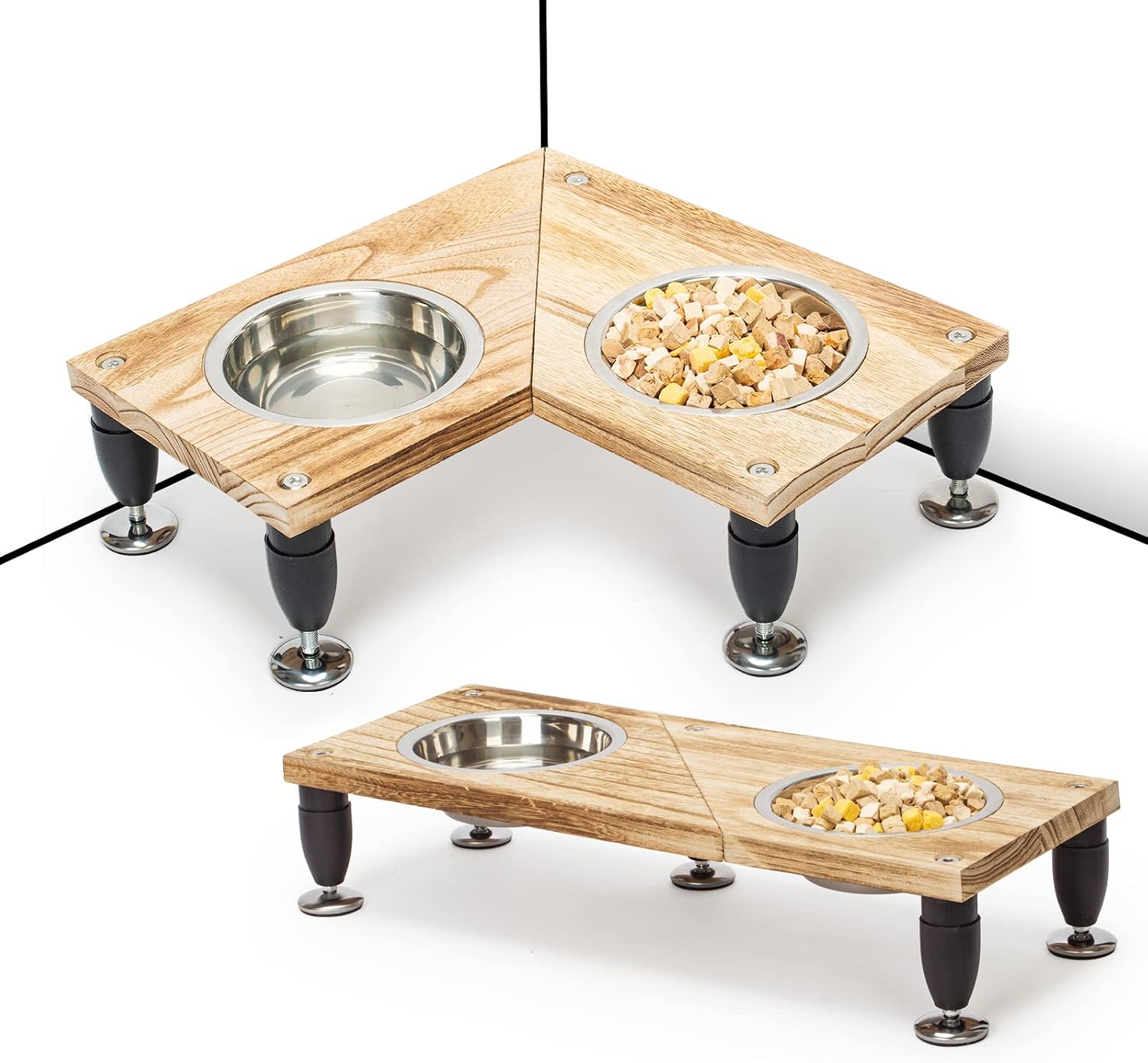 Cat Food Bowls，Double Stainless Steel Elevated Cat Bowls with Stand for Kitten,Puppy,and Small Pet 's Food and Water