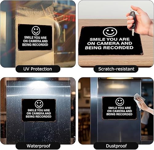 Miniatura 5 de Smile You Are On Camera And Being Recorded Plaque Funny Wall Decor Retro Metal Sign Poster for Garage Man Cave Bathroom Bedroom Farm Inspirational