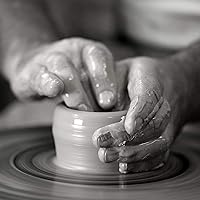 Vista 8 de City to Cottage Tarro grande de cerámica hecho a mano con tapa de 31.5 onzas / 30.4 fl oz con rayas azul marino oscuro Recipiente de cerámica