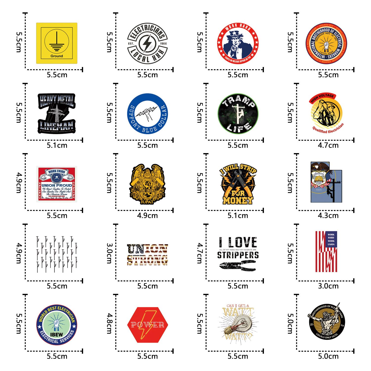 Ibew - Confezione da 61 adesivi estetici in vinile impermeabili, per bottiglie d'acqua, laptop, telefono, skateboard, scrapbooking, regali per bambini, adolescenti e adulti, per feste
