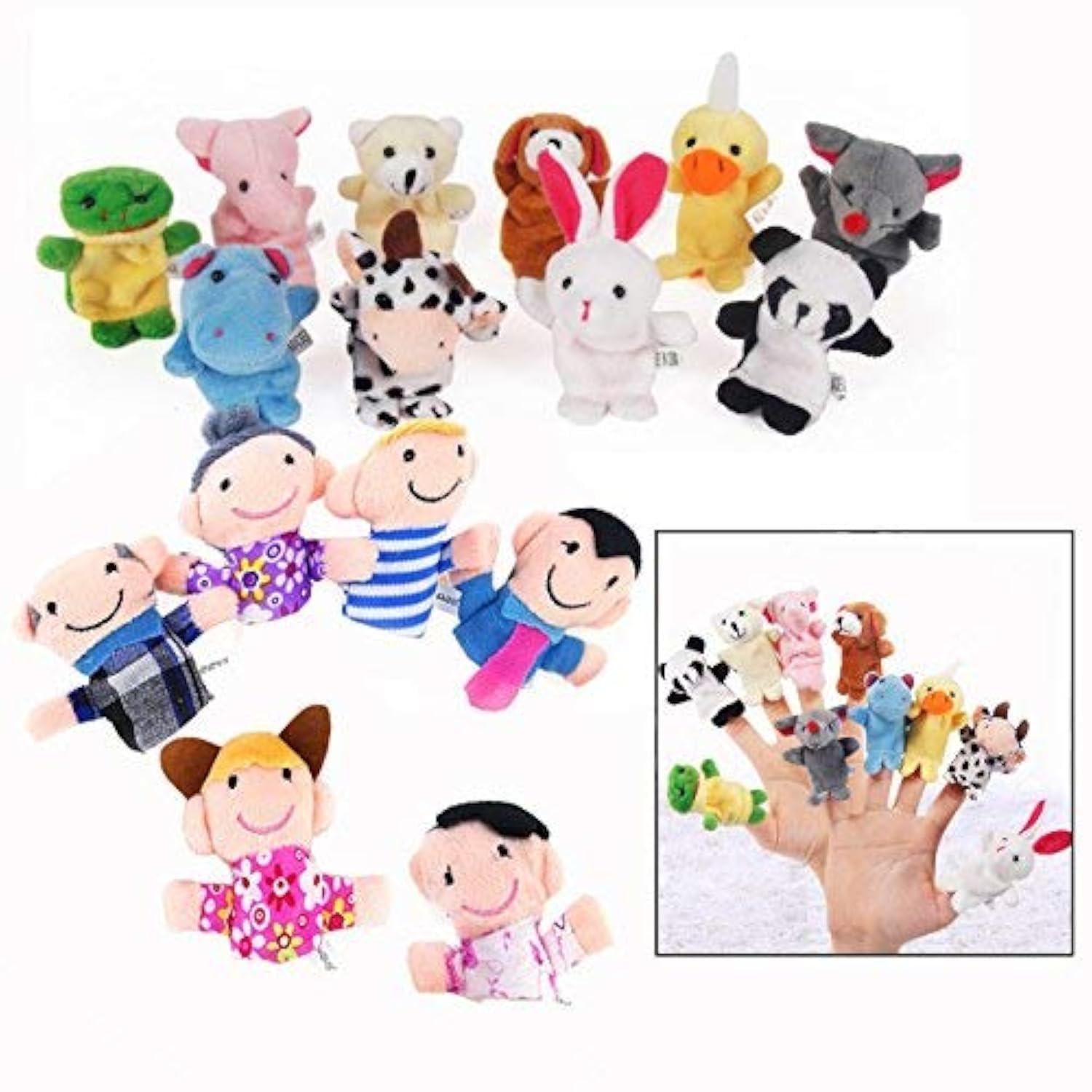 Binnan 16 Pieces Soft Educational Toys Kids Finger Puppets Cartoon Animal Toy For Child