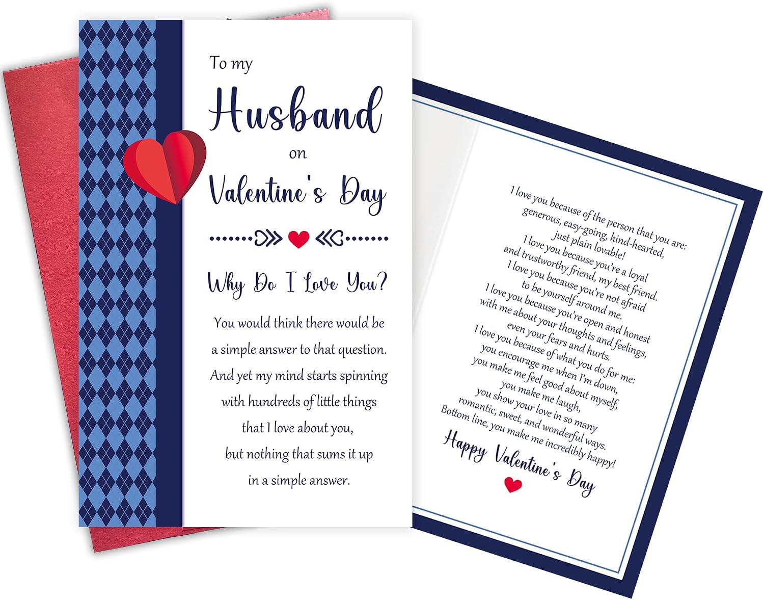 Amazon.com : Gevinna Heartwarming Valentine’s Day Card for Husband ...