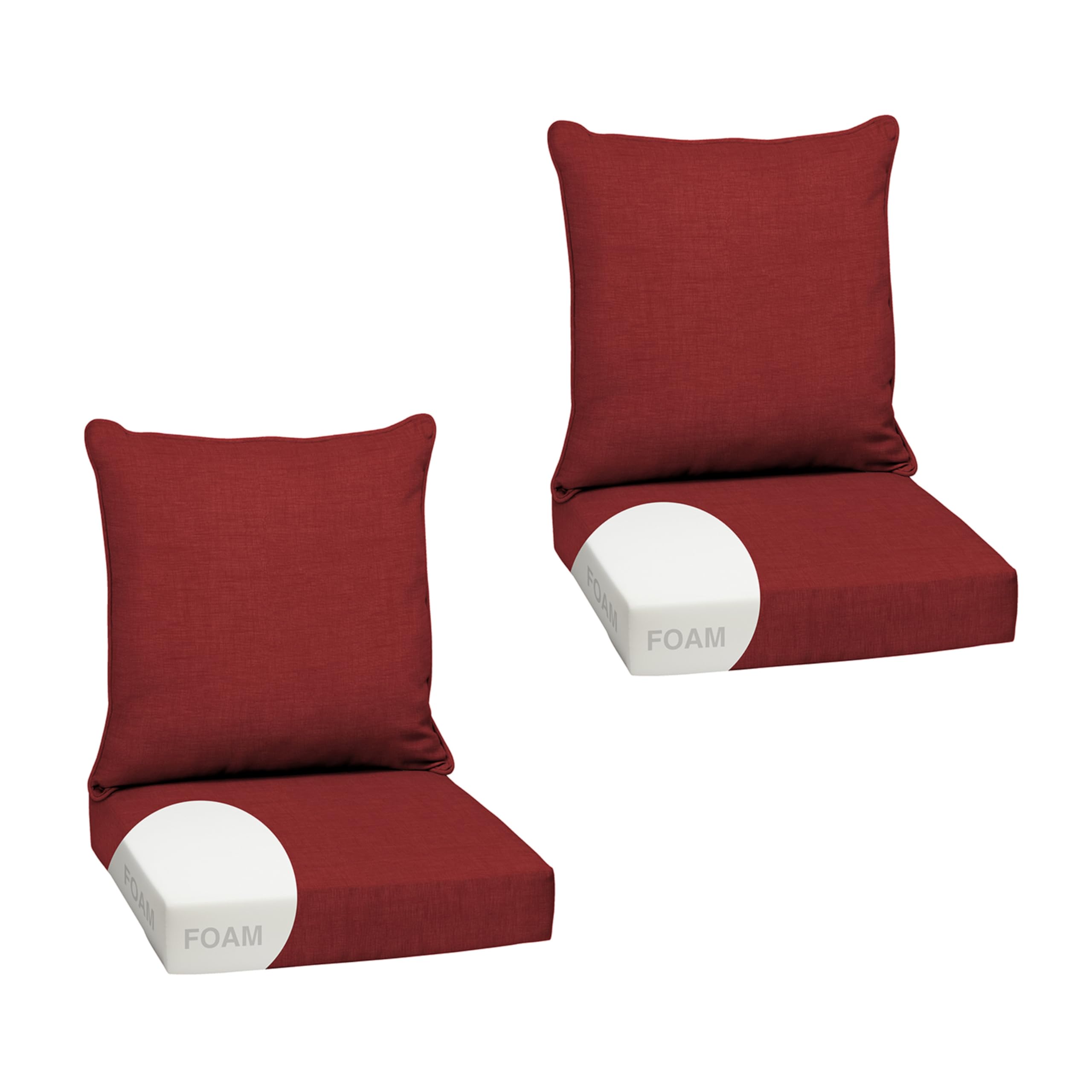 Photo 1 of Arden Outdoor Deep Seat Cushion Set, 2-Pack, Ruby Red