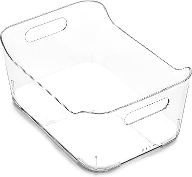 BINO Refrigerator, Freezer and Pantry Cabinet Storage Organizer Bin with Handles - Clear and Transparent Plastic Wide Nesting Food Container for Home and Kitchen Clear, Small