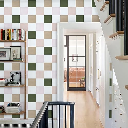 Miniatura 52 de Ismoon Papel tapiz geométrico para despegar y pegar, papel de contacto bohemio azul y blanco, 118 x 17.3 pulgadas, papel tapiz floral moderno, Azul