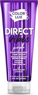 Color Lux Direct Vibes Semi-Permanent Hair Color, Purple, Vibrant & Long-Lasting Shade, Ammonia-Free, Vegan, Sulfate-Free, Paraben-Free, 8 fl oz