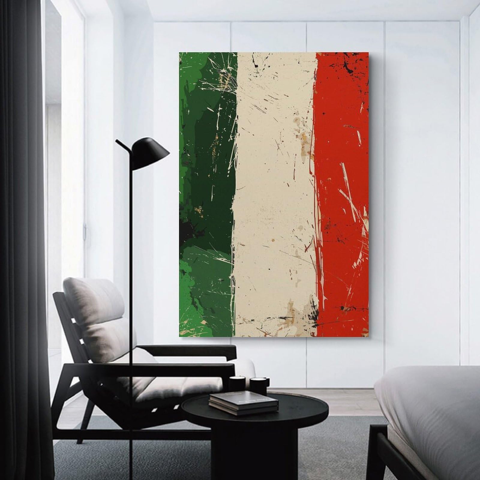 Junmoney Italian Flag Decorative Wall Artwork 16x24inch(40x60cm), for Living Room, Bedroom, Office Or Hallway, Decorative Artwork with Broad Appeal