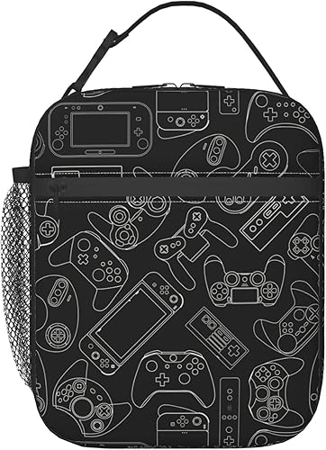 Bolsa de almuerzo aislada con controlador de videojuegos, lonchera reutilizable, bolsa de almuerzo portátil para mujeres, hombres y niños