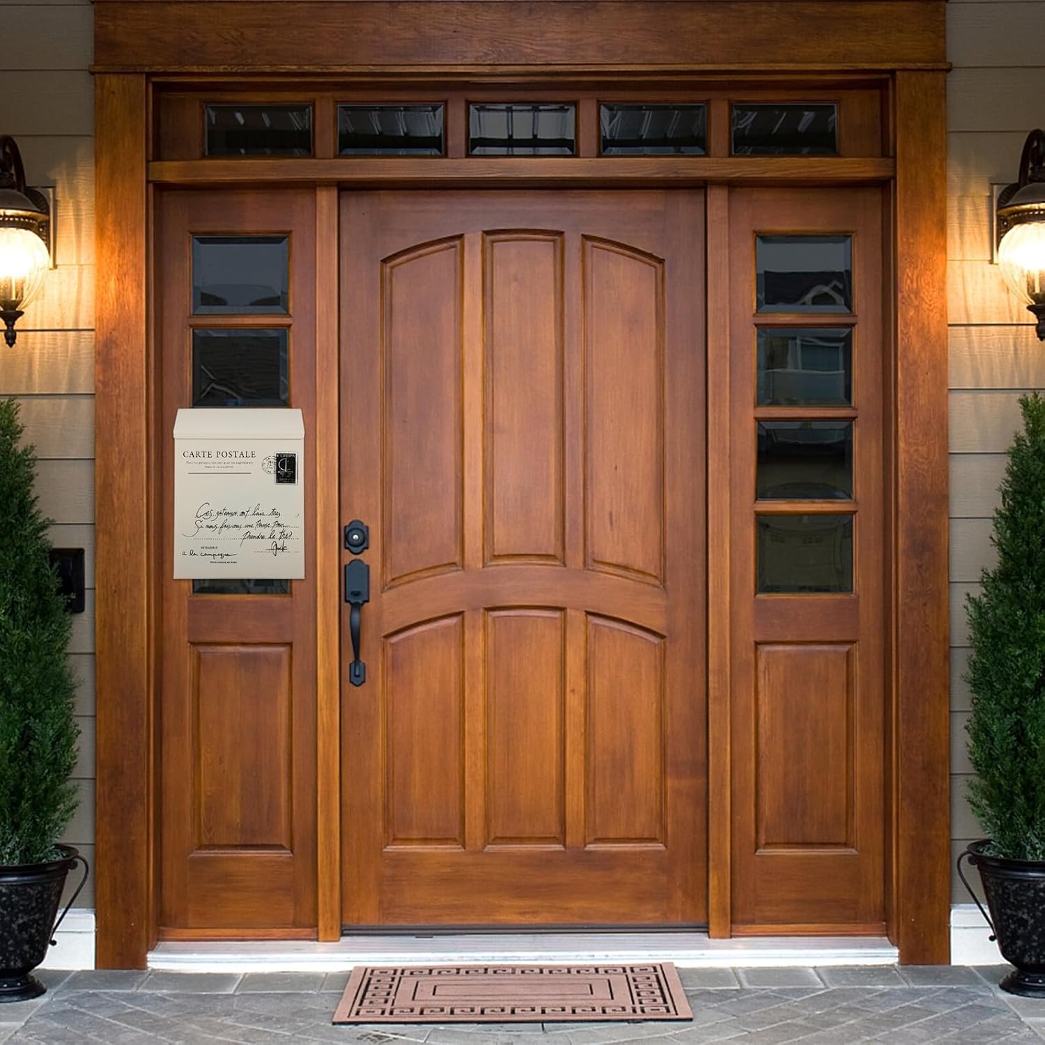 Retro Lockable Iron Letter Box with Lock Wall Mount Mailbox for Secure Mail and Newspaper Storage Vintage Style Decorative Post Box for Home and Garden Easy Installation White