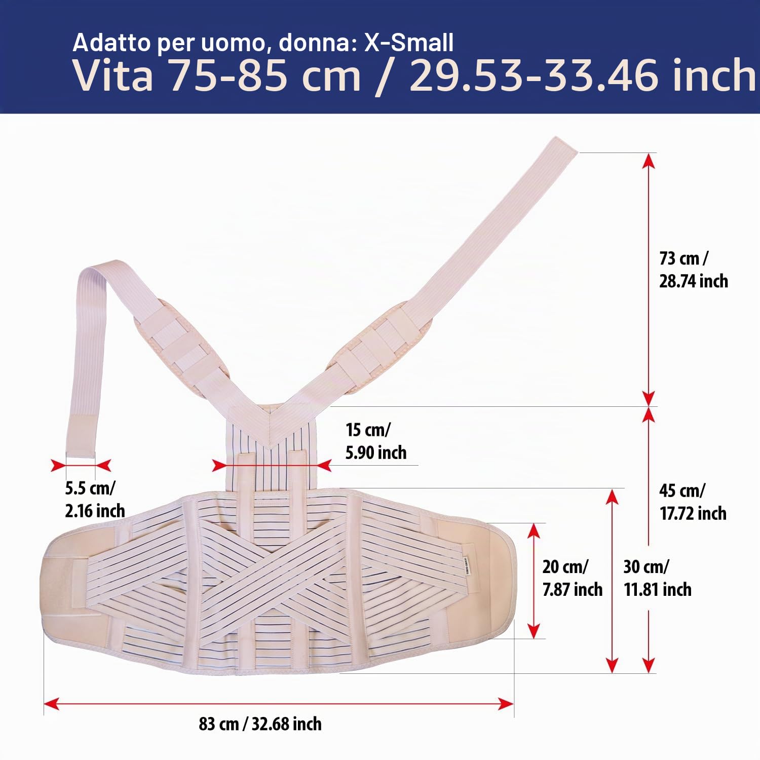 Postura Corretta-Cintura per correzione postura-Fascia posturale-Tutore della postura per-Correzione postura-Correttore posturale- -Sostengo posturale-Unisex-Traspirante LUX Beige X-Small