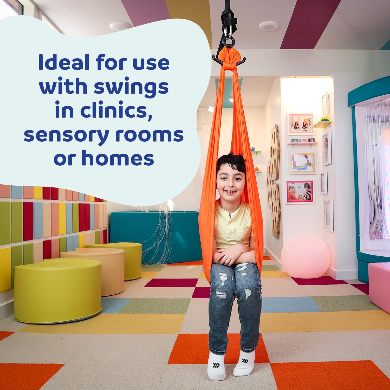 Fun and Function Oval Carabiners - Set of 2 - Swing Carabiner Screw Locking Clip - Premium 4 Inch Carabiner Heavy Duty - Steel Oval Carabiner - Sensory Swing Carabiner - Kids Swing Hook