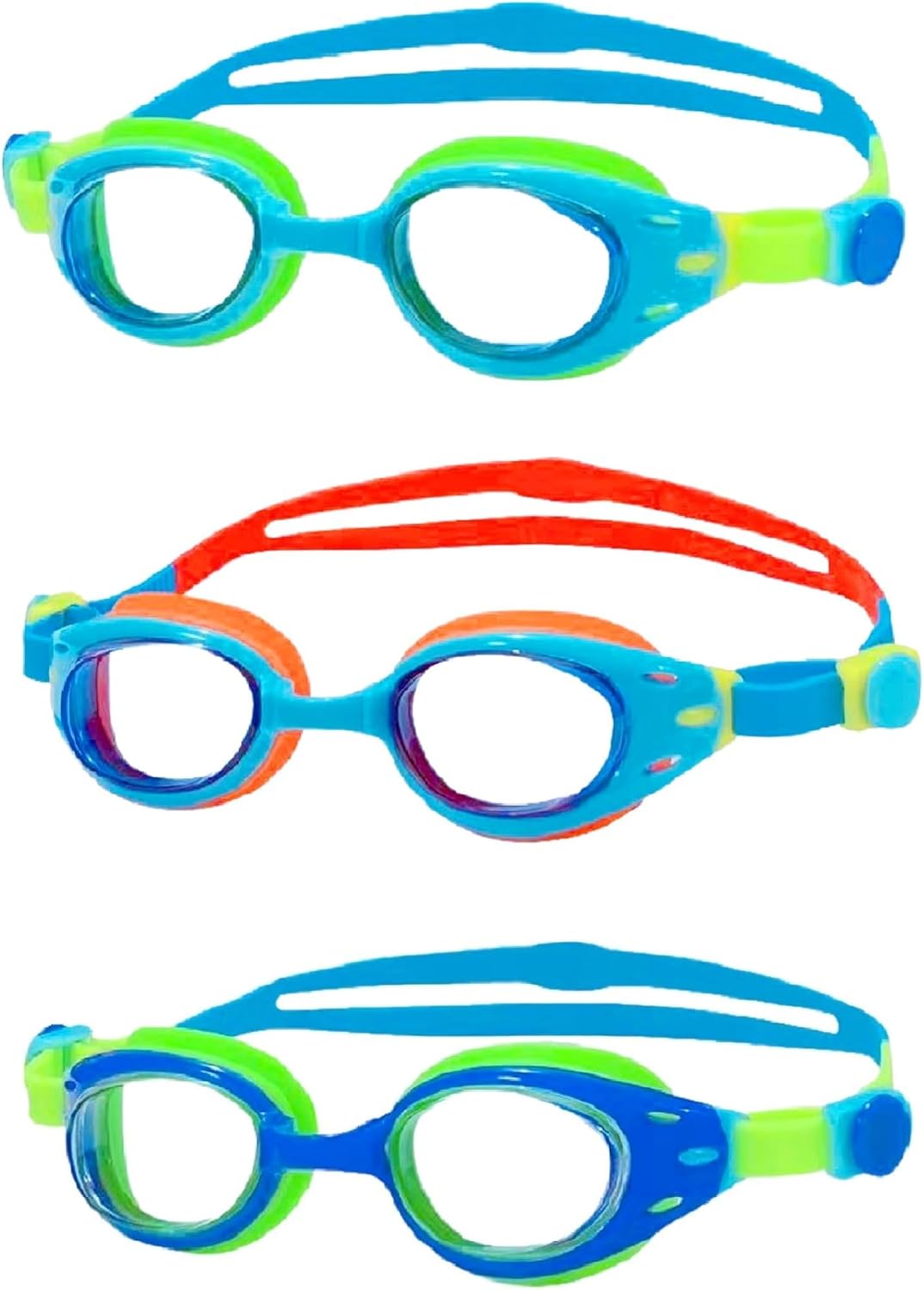 3 Pack Swim Goggles for Adults Kids Ages 6+ | No Leak Anti-Fog UV Protection | with 3 Hard Travel Cases