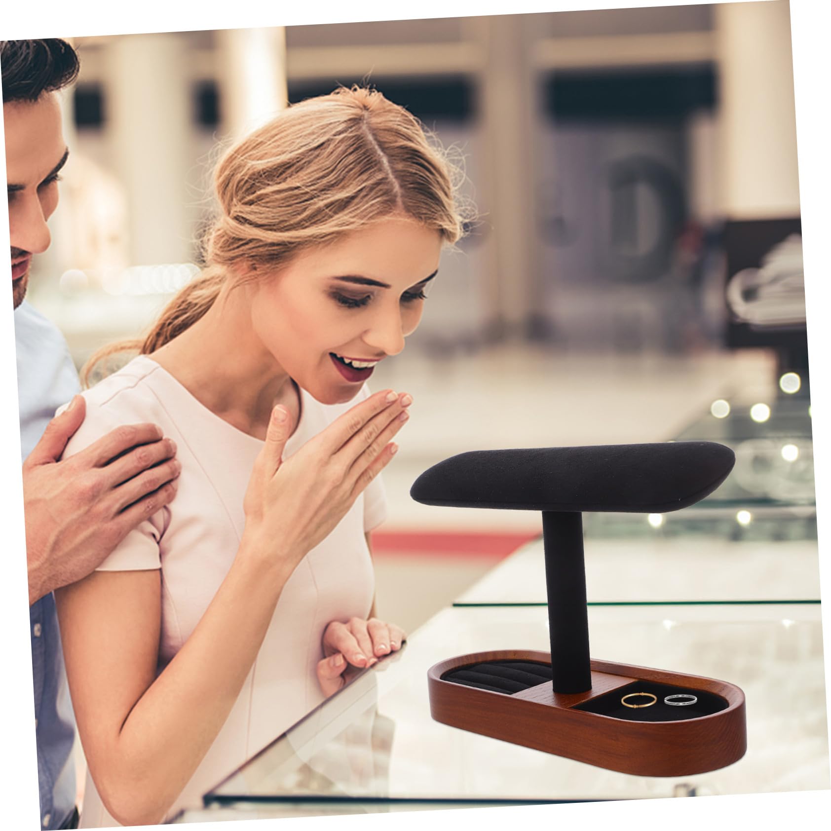 ULTECHNOVO Massiver Schmuckständer mit T-bar Design für Ringe und Armreifen Stabile Struktur und Filzbeschichtung für Ladentheke oder Vitrine