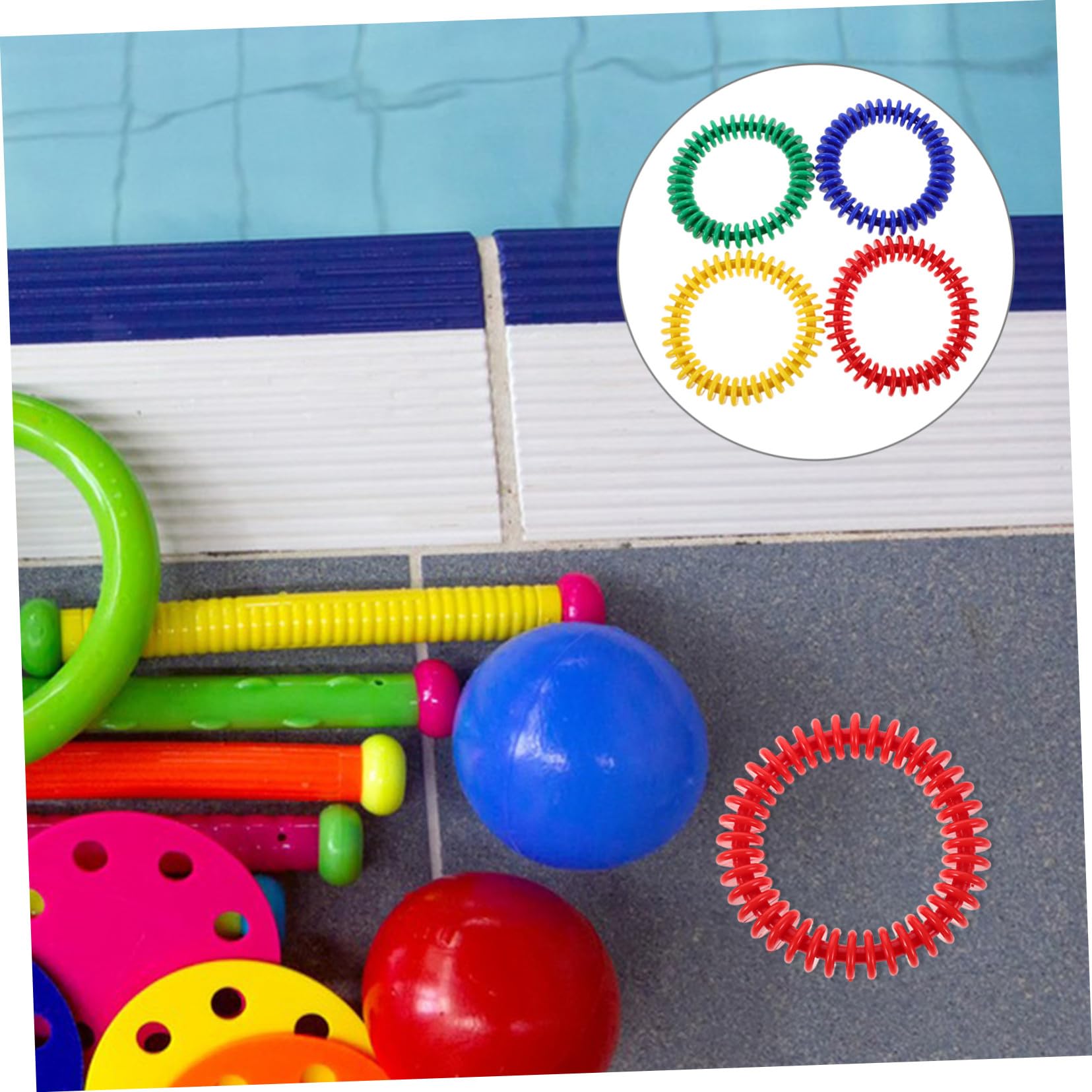 Anillos de Buceo de Plástico, Juego de 4 Piezas para Piscina | Entrenamiento Submarino y Actividades, Formato Portátil, Uso para Adultos y Niños