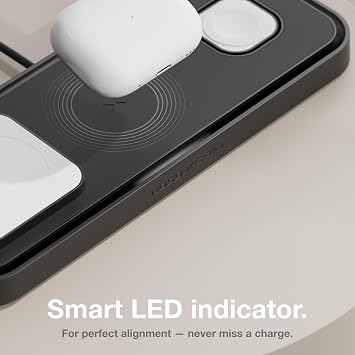 NOCO XGrid XDP3: 3-in-1 Wireless Charging Pad Charging Station for iPhone, Apple Watch, and AirPods MagSafe Compatible, Qi2 Certified Includes 45W USB-C Wall Charger and 6.5-Foot USB-C Cable