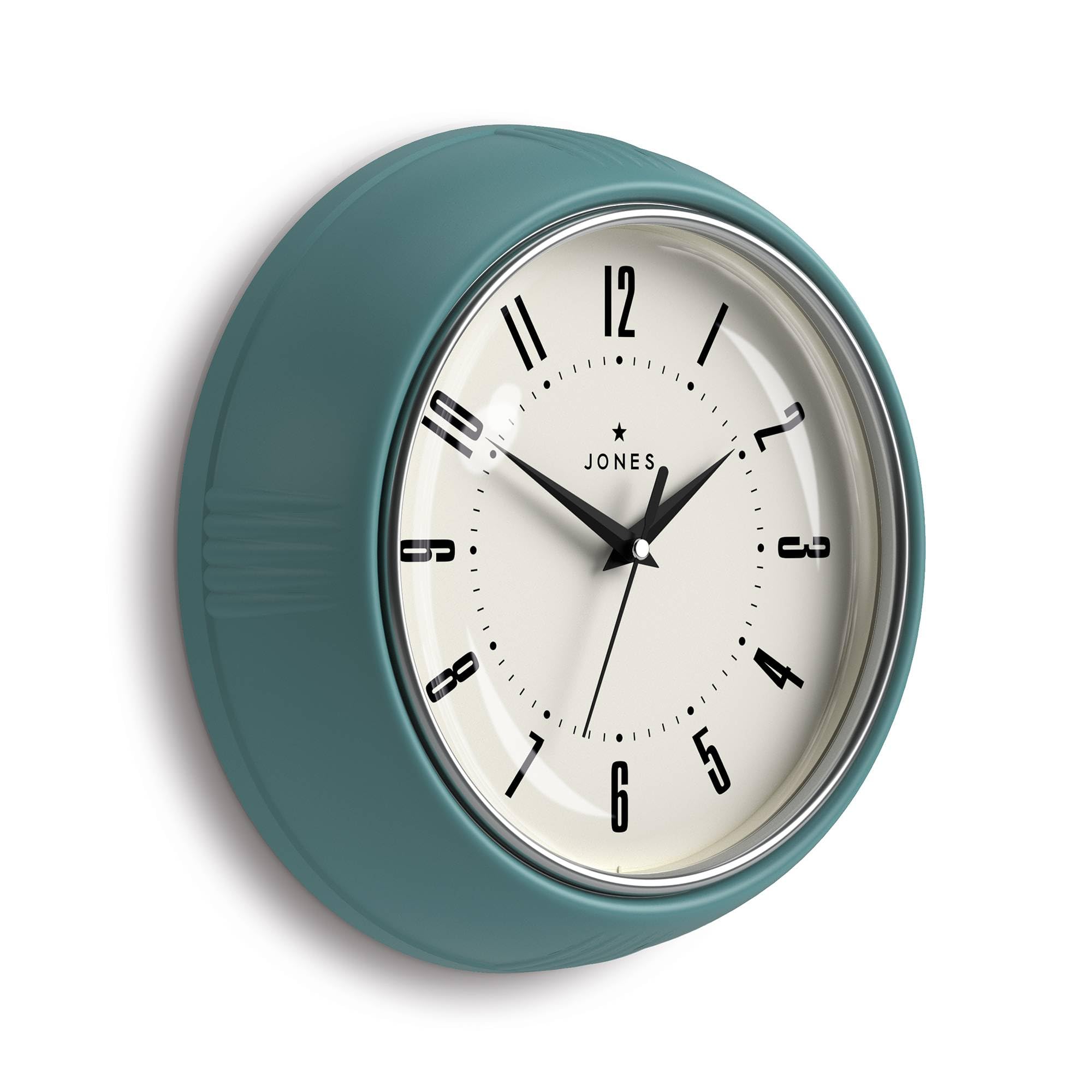 Jones Clocks Teal Jones Clocks® Ketchup Wall Clock | Round Retro Diner Clock | 25Cm | | Ideal For The Kitchen, Living Room, Office Or Bedroom | Easy To Read Numbers