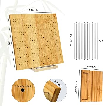 LIVSMON 13 Inch Crochet Blocking Board, Handcrafted Knitting Blocking Mat for Perfect Knitting and Granny Squares, Full Kit with 30 Stainless Steel Rod Pins, Gifts for Grandmothers, Mothers