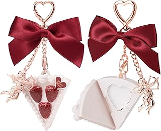 Flower Knows Strawberry Cupid Solid Perfume,Cake Bag Charms,Portable Travel Perfumes,Long Lasting Fragrances,2-in-1 Red Cute Keychain Purse for Women,Girls&Bow Lovers Gift,0.11 oz(Cream Gardenia)