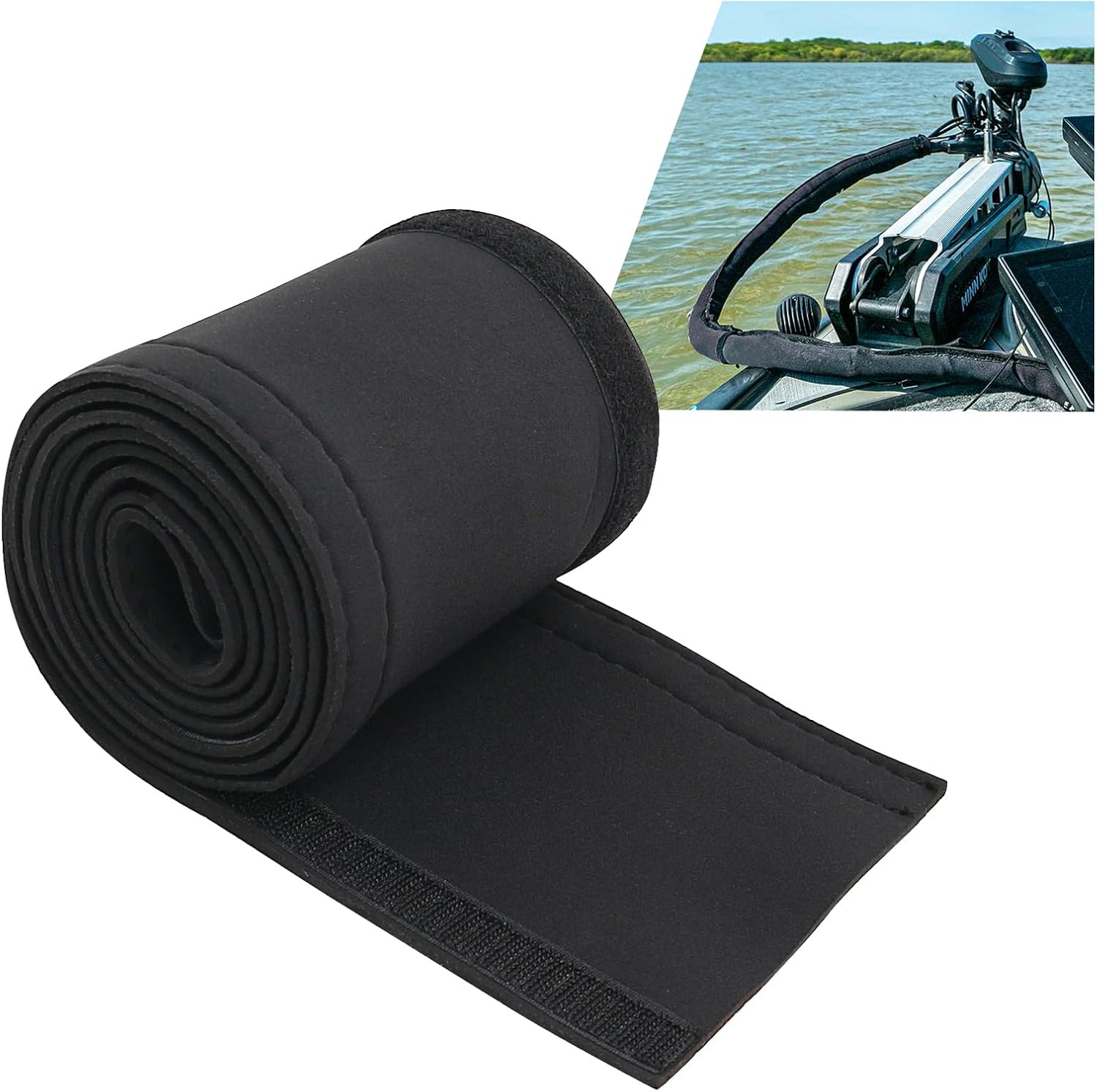 Trolling Motor Cable Organizer Sleeve, 60"L Black Neoprene
