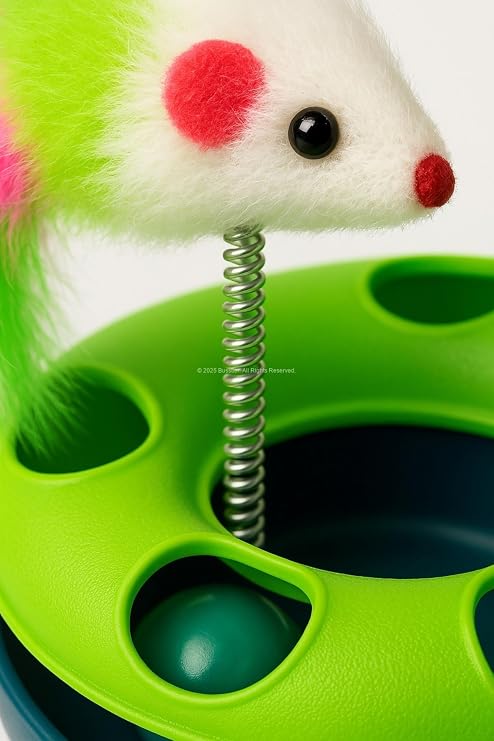 Busstier Cat Toy Set, Spring Feathered Bulk Cat Fun Station, Rotating Moving Bulk Cat Playground, Durable Material, Indoor Activity Toy, Exercise and Fun for Cats