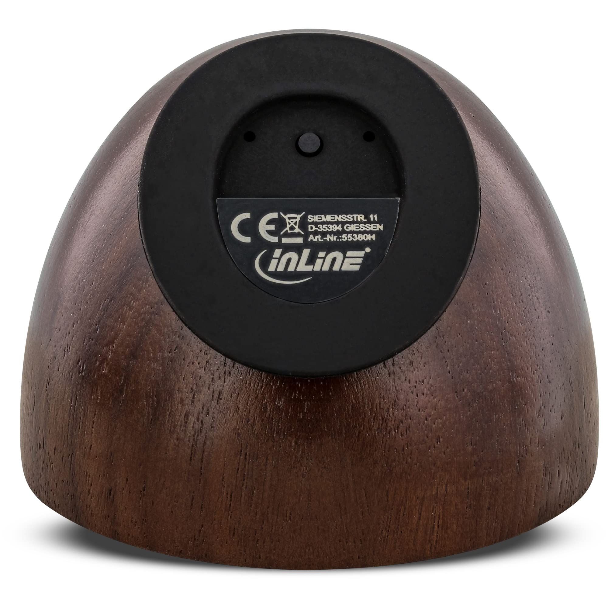 InLine wOODWOOM Mini Haut-Parleur Bluetooth (52 mm) en Bois de Noyer