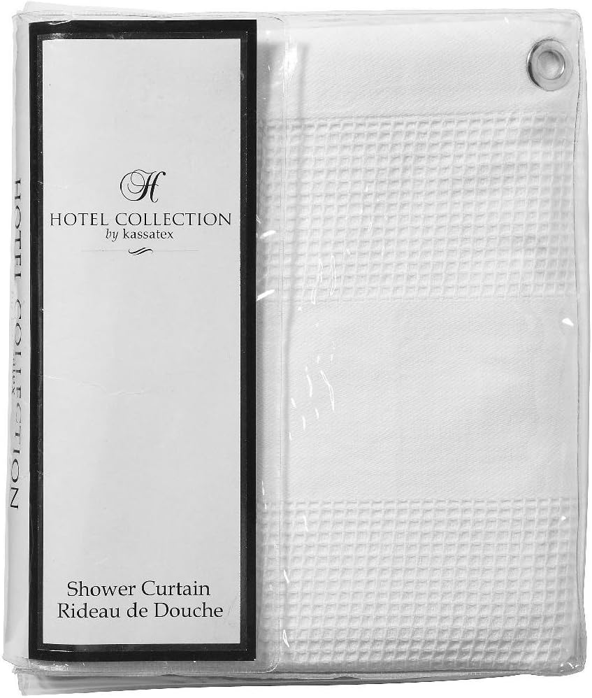 Kassatex SCS-115-WAF-W Waffle Shower Curtain, White