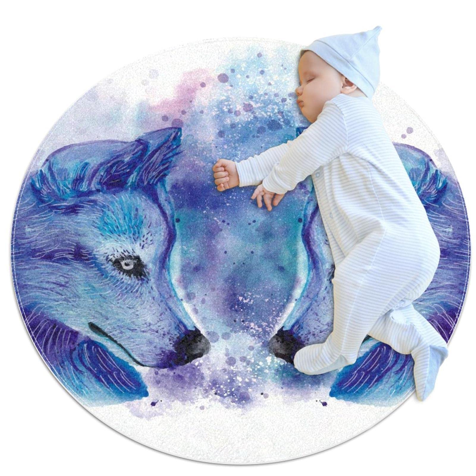 Tapis de salle de bain loup rond antidérapant pour sécuriser la douche