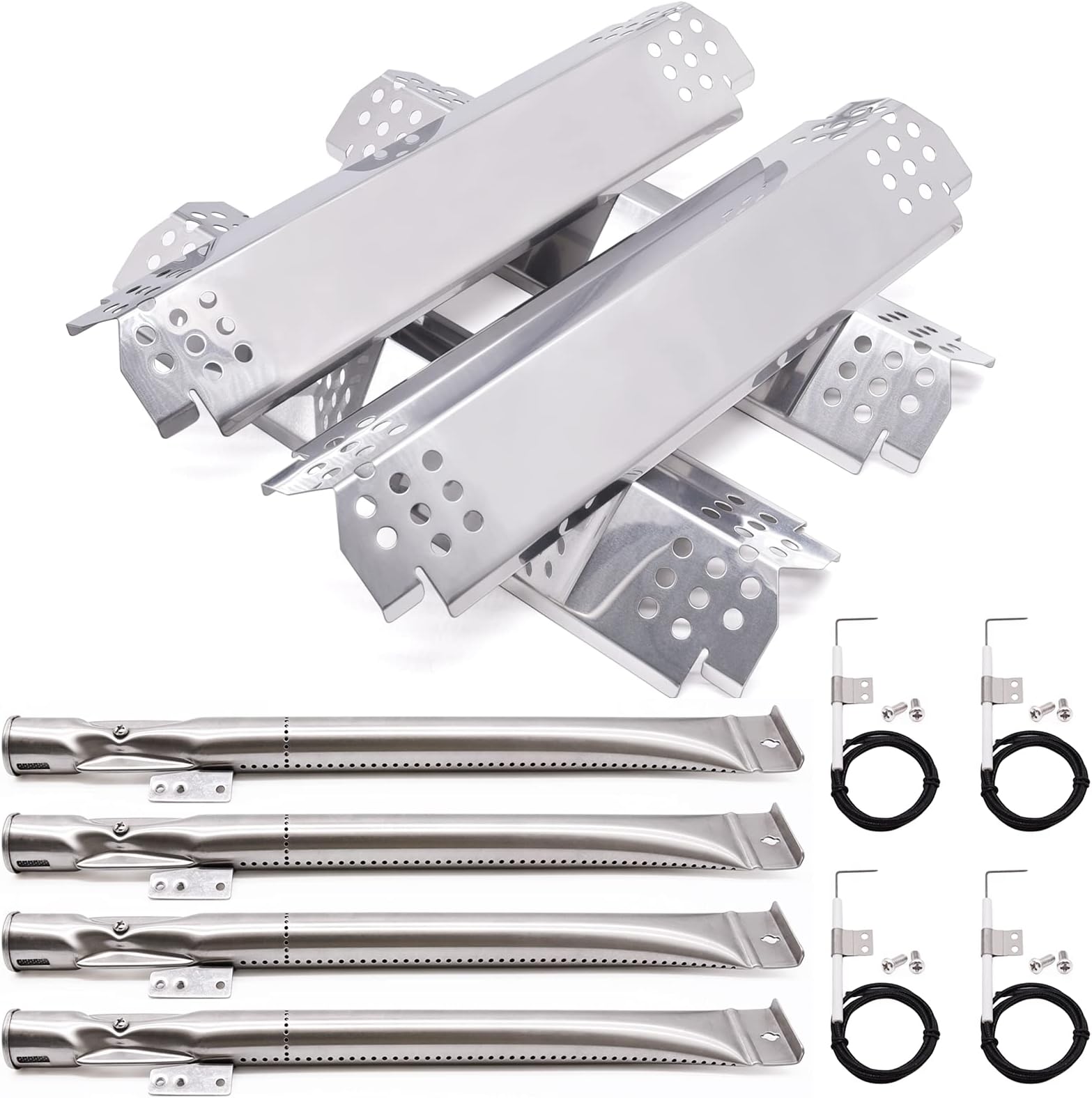 Grill Replacement Parts for Nexgrill 720-0830H, Nexgrill 720-0888, 720-0888N, Grill Burner Tubes, Heat Shield Tent Plates and Grill Igniters Kit Replacement for Home Depot Nexgrill 4 Burner 720-0830H