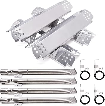 Grill Replacement Parts for Nexgrill 720-0830H, Nexgrill 720-0888, 720-0888N, Grill Burner Tubes, Heat Shield Tent Plates and Grill Igniters Kit Replacement for Home Depot Nexgrill 4 Burner 720-0830H