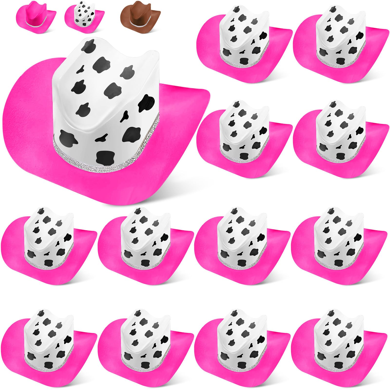MiniInflat 14 Sets Mini Cowboy Hat Potato Chip Cardboard Hat Cowgirl Theme Party Snack Western Wear Crafts DIY Gifts(Cow Color)