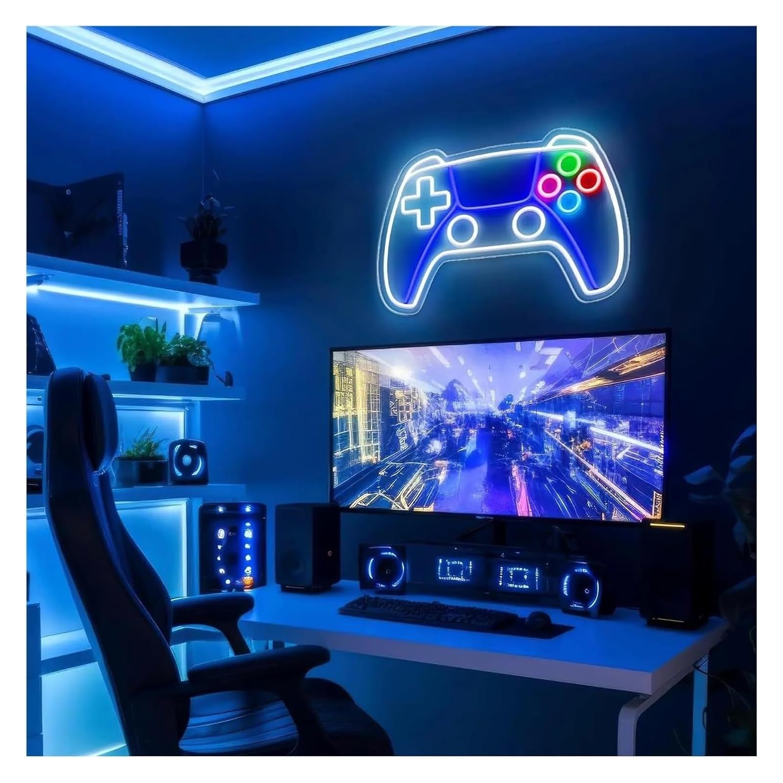 Luces de neón Lámpara de letrero neón LED para decoración pared para habitación niño dormitorio gamer para fiesta 40 x 24 cm