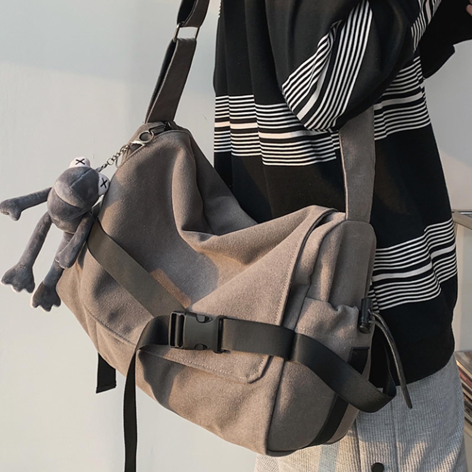 JSTHHTT Messager Sac Bandoulière Homme en Toile Vintage pour Travail Voyage Sport Ecole Besace Loisir, Besace Homme Bandouliere, Sac à Bandoulière en Toile pour Hommes, Sac Besace Femme Bandouliere