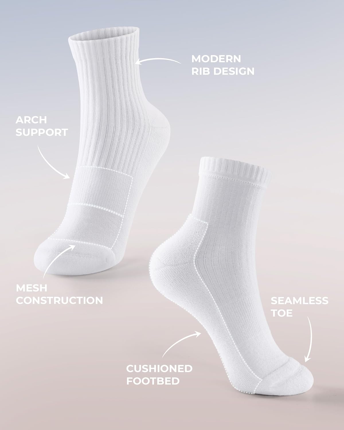 FITRELL Women's Crew Socks Ankle Athletic Cushioned Running Thick Casual Socks for Women and Men 5-6 Pairs - Image 4